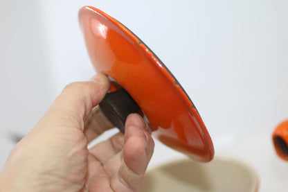 Vintage Le Creuset France Orange Enamel Saucepan w/ Lid #14 Cast Iron