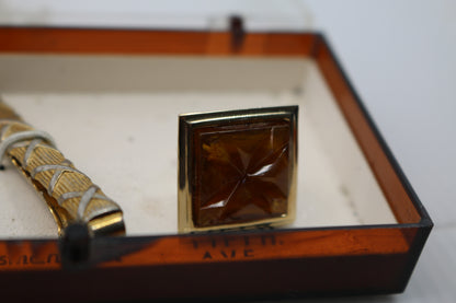 Vintage Fifth Ave. American Craftsmanship Cuff Links & Tie Clip Set Gift Box