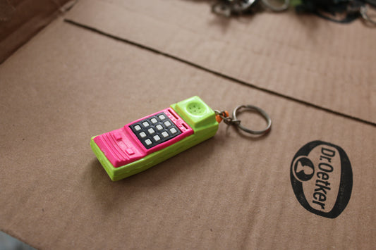 Neon vintage keychain cell phone, unisex gift for men or women