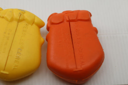 [ 1975 Post PEBBLES Cereal Prizes 3 Flintstones COIN HOLDERS - Fred Dino Barney]