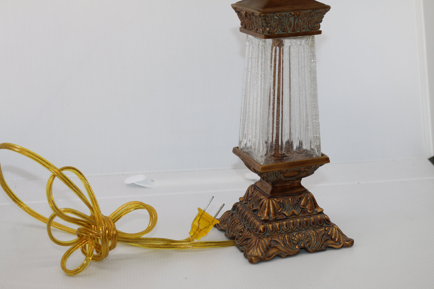 Vintage glass Electric Table Lamp nightstand with yellow cable