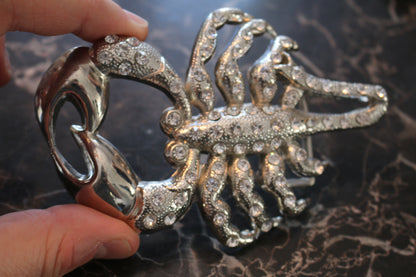 Rhinestone embellished Silver Scorpion Belt Buckle