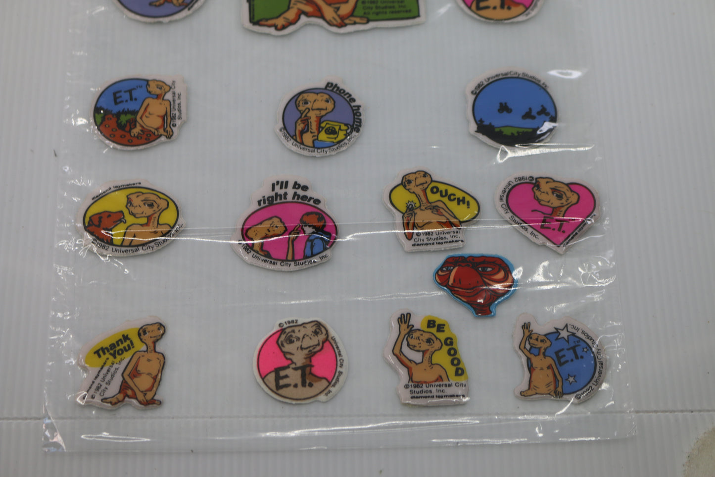 E.T. The Extraterrestrial Movie Set of 17 Character Puffy Stickers 1982