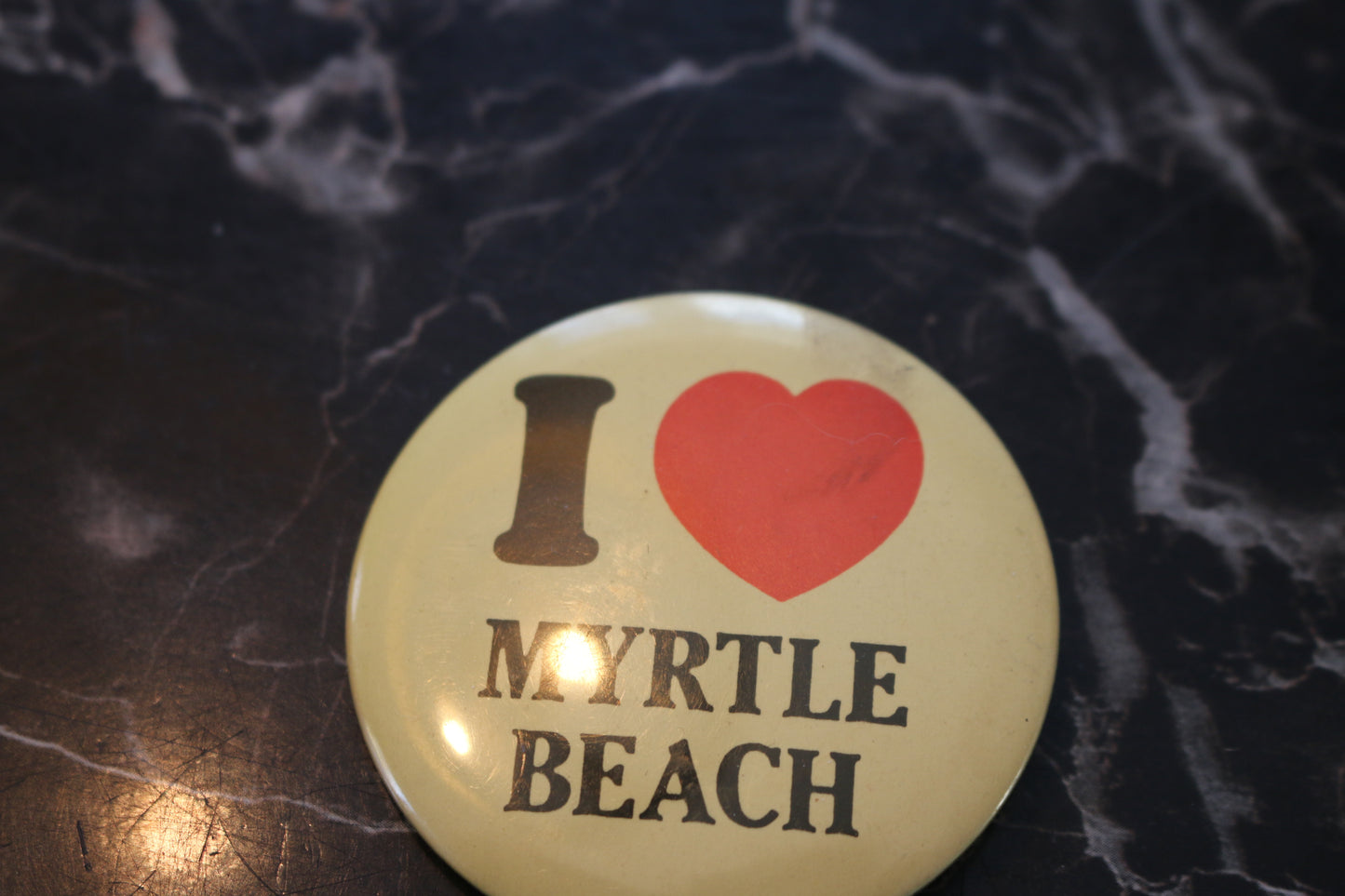 Vintage button Macaron Souvenir I love Myrtle beach pinback
