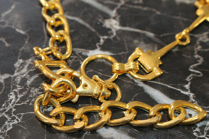 Vintage Golden long Necklace Jewelry chain and lock or child Bodychain