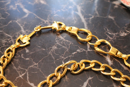 Vintage Golden long Necklace Jewelry chain and lock or child Bodychain