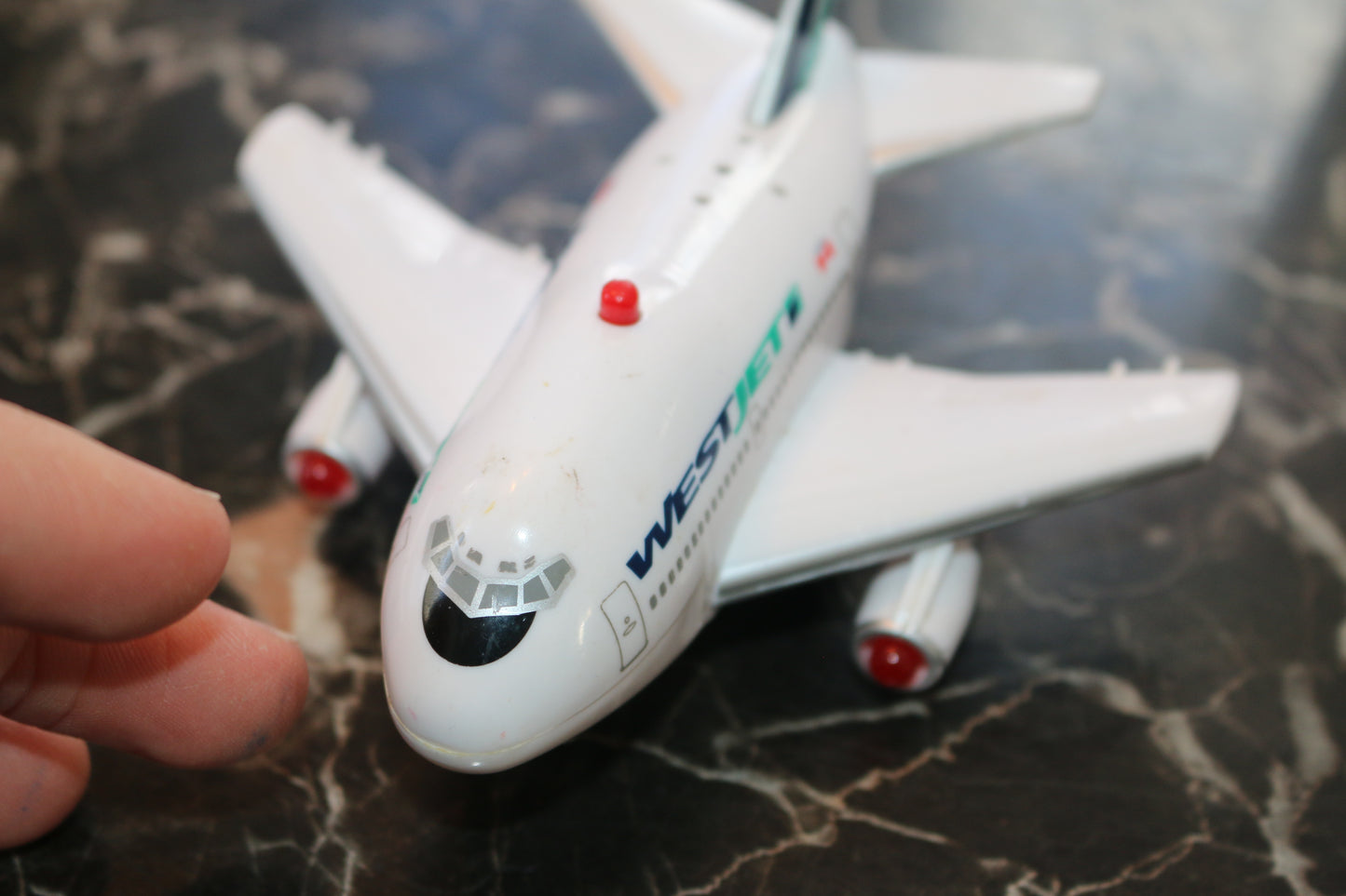 west jet airplane Pull back toy mc japan 1995