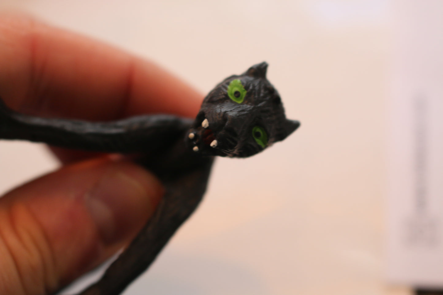 Vintage rare Black panther toy action figure Bendable w/ green eyes