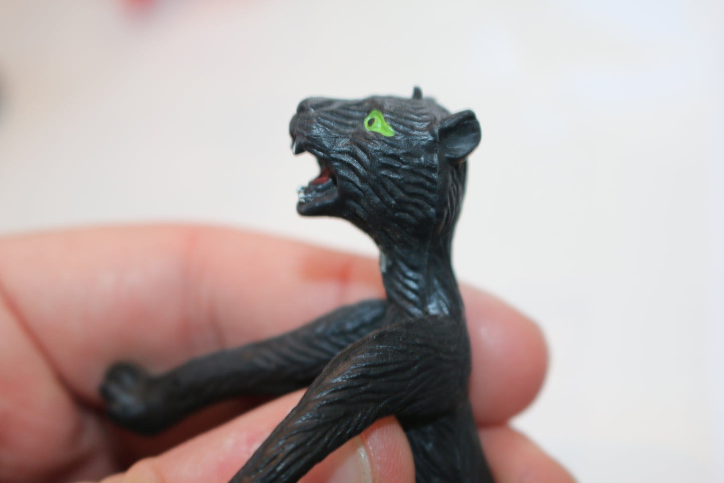 Vintage rare Black panther toy action figure Bendable w/ green eyes
