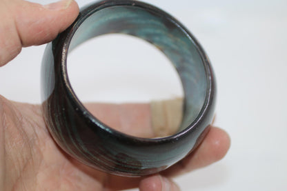 Vintage Green BlackSwirl Resin BangleWide Statement bracelet