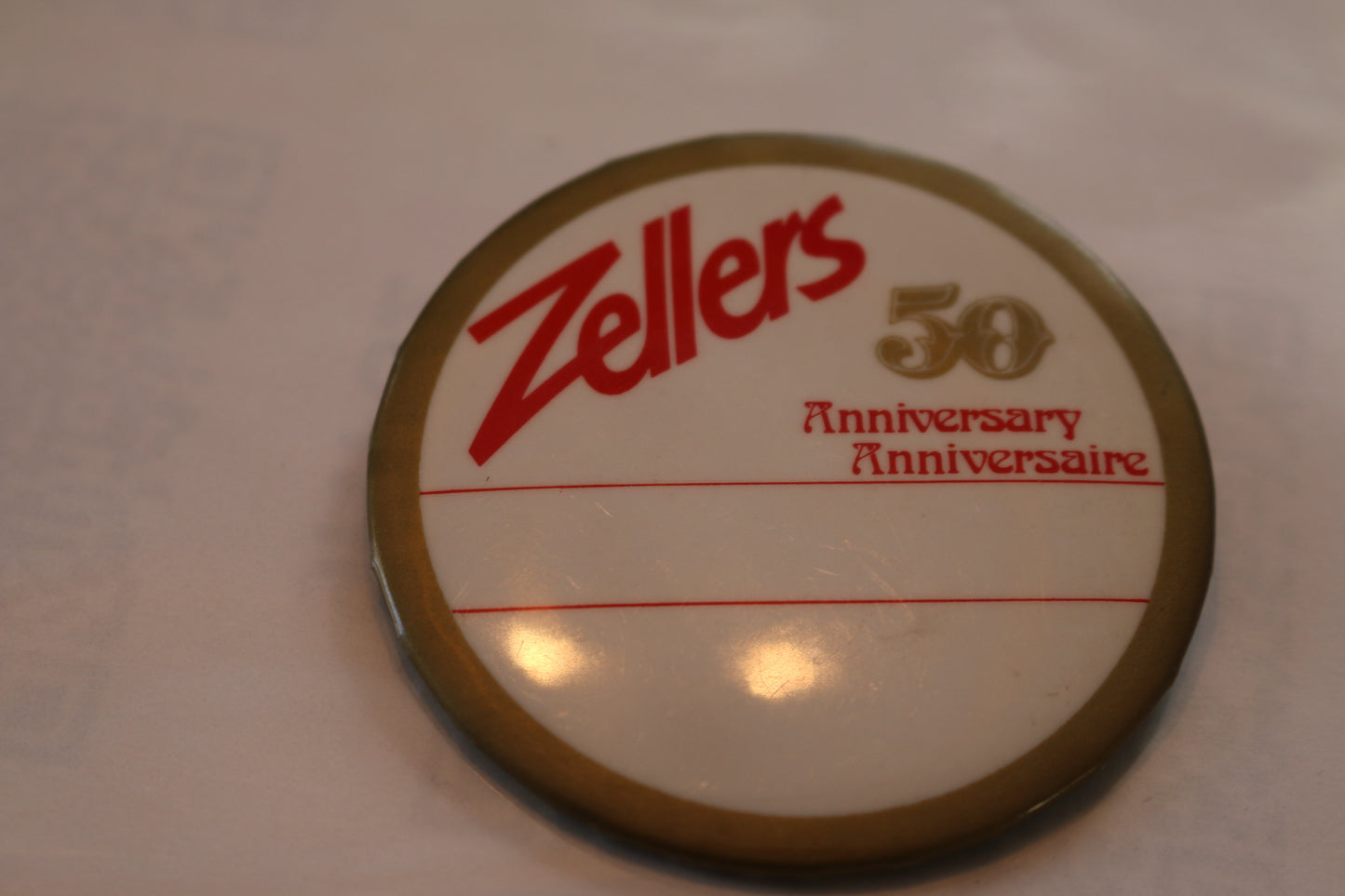 Vintage Pin Button Zellers 50 Anniversary Anniversaire Pin