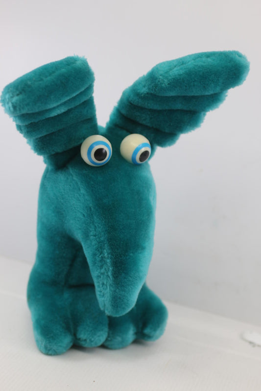 Vintage Alpha Critters Unique Teal Plush Toy with Large Ears and Googly Eyes