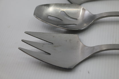 3 Rogers Insilco Stainless Steel Slotted Spoon & Fork Made in Taiwan