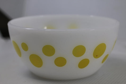 Vintage Hazel Atlas Yellow Dot 6 Inch MilkGlass Mixing Bowl
