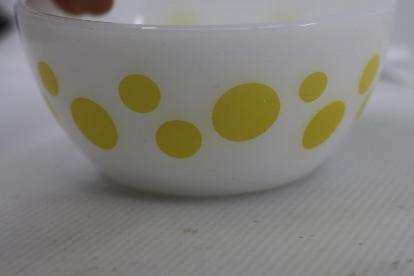 Vintage Hazel Atlas Yellow Dot 6 Inch MilkGlass Mixing Bowl