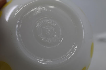 Vintage Hazel Atlas Yellow Dot 6 Inch MilkGlass Mixing Bowl