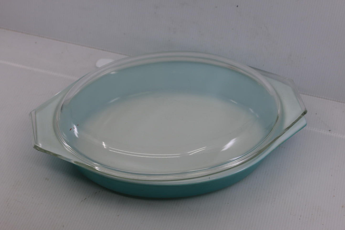 Vintage Pyrex 1.5 Qt Turquoise Blue Oval Casserole Dish WITH Lid USA Mid Century