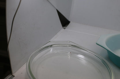 Vintage Pyrex 1.5 Qt Turquoise Blue Oval Casserole Dish WITH Lid USA Mid Century