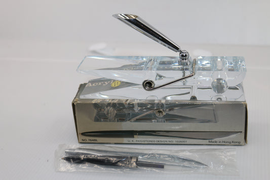 Vtg MOD Acrylic Memo Clip Ball Pen Letter Opener Desk Pen Holder desk set
