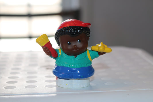 Fisher Price Little People Black Boy Red Hat Painting Airplane Figure
