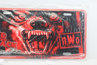Sealed 1998 WCW New World Order Red & Black Wolf Metal Automobile Vehicle Plate