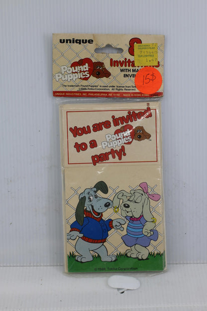 Vintage 1986 Pound Puppies Party Invitations w/ Envelopes NOS Sealed Tonka