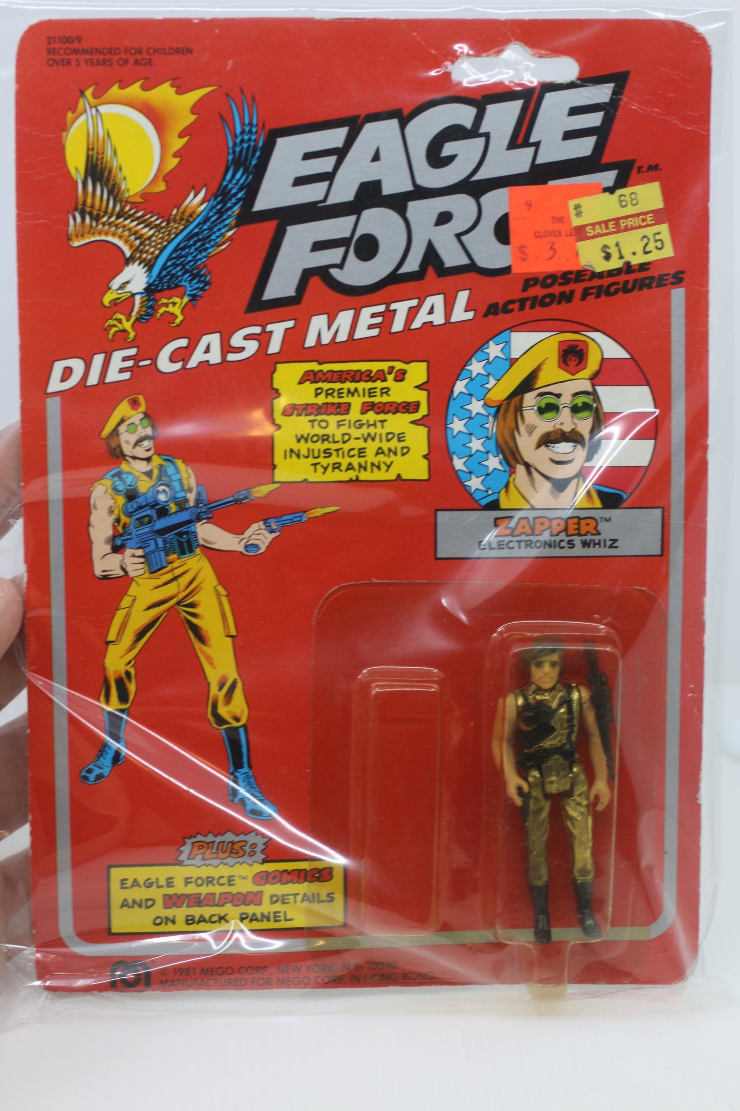 Eagle Force Zapper Electronic Whiz DieCast Metal Poseable Action Figure 3" Mego