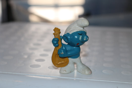 Smurfs #20013 Smurf Musician W/Lute PVC Figure 1969 vintage RARE Peyo