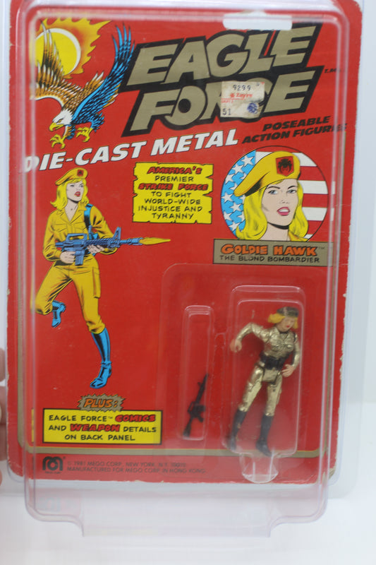 Goldie Hawk Eagle Force MOSC 1981 Die-Cast Metal Vintage Action Figure 1/2