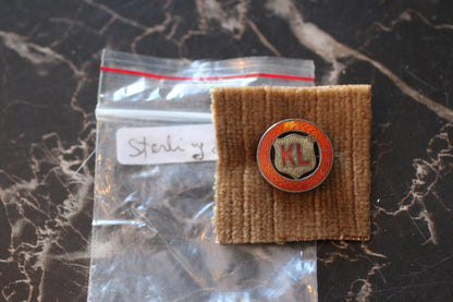 Vintage Birks Sterling Silver Enamel Pin – “KL” Monogram