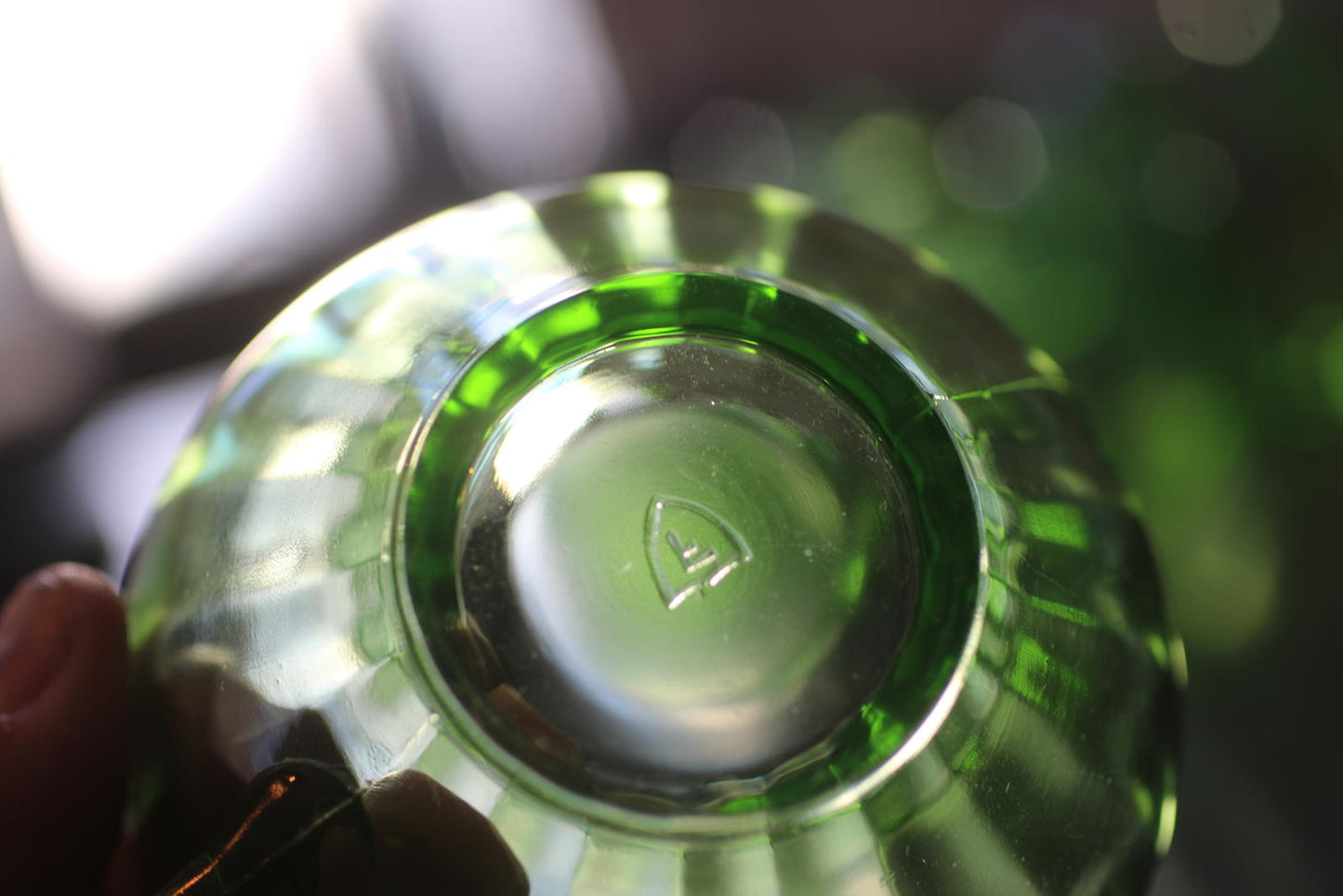 Vintage Uranium Glass Teacup – Green Depression Glass – Glows Under UV Light