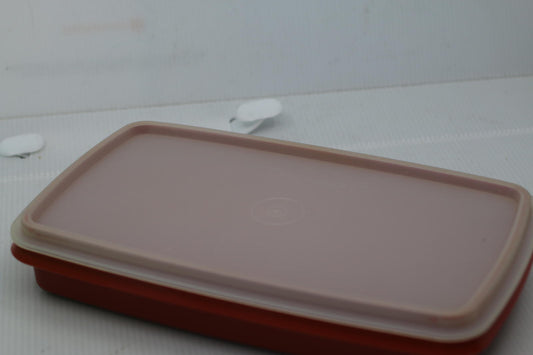 Vintage Tupperware 816 Bacon Deli Meat/Cheese Container w/Lid in Paprika Red