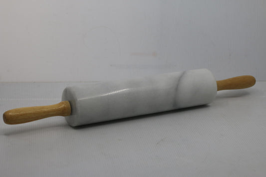 Marble rolling pin gray and white 18" wood handle kitchen cooking