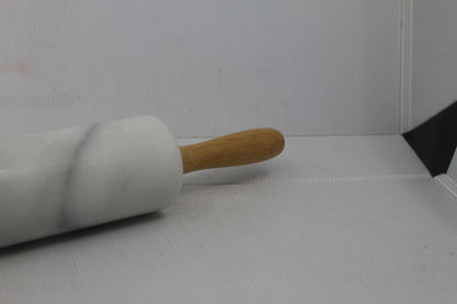 Marble rolling pin gray and white 18" wood handle kitchen cooking