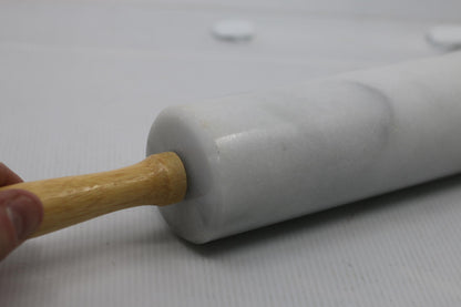 Marble rolling pin gray and white 18" wood handle kitchen cooking