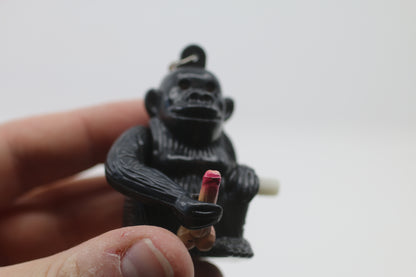 Wind-Up Interesting Gorilla Key-Chain Rare "Mastu" Three Brothers "Bating