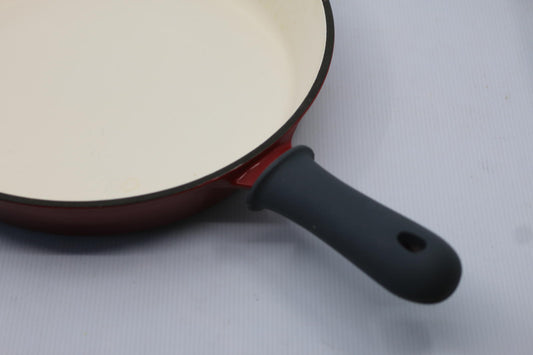 Vintage Tramontina 12” Cast Iron Skillet – Red Enamel Made in Brazil Heavy Duty