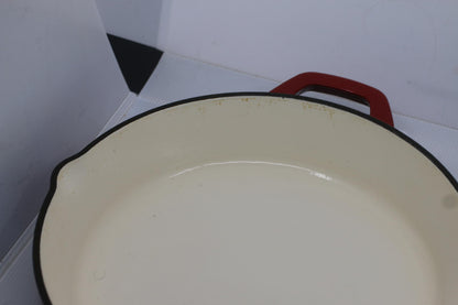 Vintage Tramontina 12” Cast Iron Skillet – Red Enamel Made in Brazil Heavy Duty