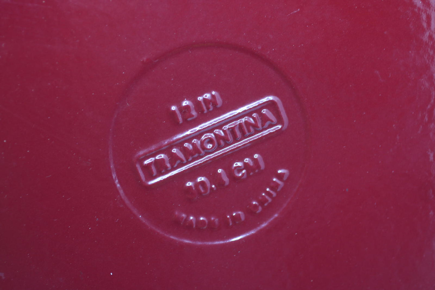 Vintage Tramontina 12” Cast Iron Skillet – Red Enamel Made in Brazil Heavy Duty