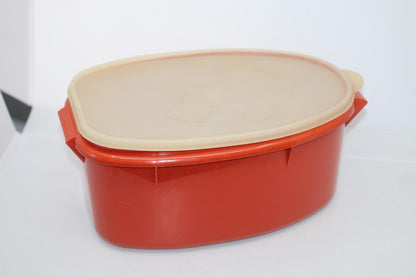 VTG TUPPERWARE 3-Pc Red Ham Roast Keeper w/ Removable Insert 488-4 506-5 487-1