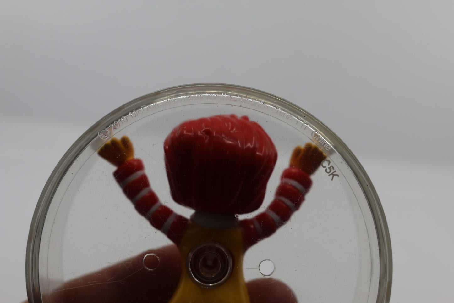 McDonlads 2007 Baby Ronald McDonald Clear Circle Roller Toy figure McDo