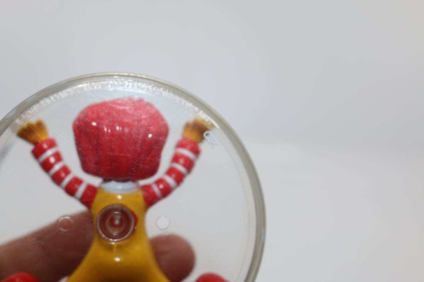 McDonlads 2007 Baby Ronald McDonald Clear Circle Roller Toy figure McDo