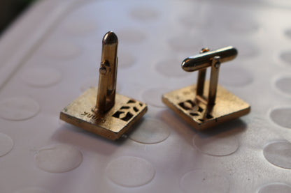 Men's Vintage Cufflinks Set Square White Mother of Pearl wheat leaf