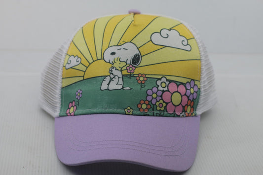 Peanuts Snoopy Floral Sunrise Trucker HatPastel Cap BioWorld