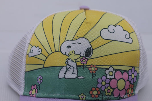 Peanuts Snoopy Floral Sunrise Trucker HatPastel Cap BioWorld