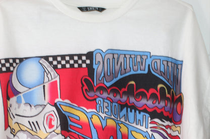 Racing Graphic T-Shirt White Drift Car Print Size S SHEIN
