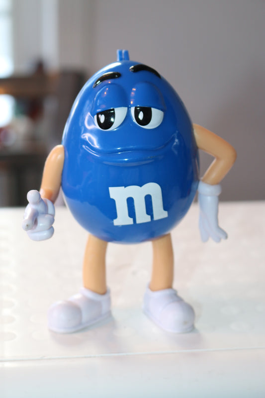 M&M's Character Case 2022 blue empty Candy Dispenser 5" figure toy