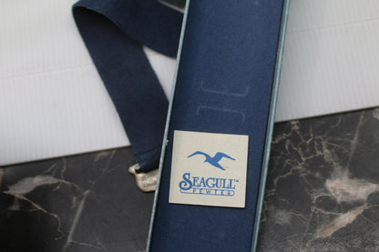 Seagull Pewter 1991 Nautical Bookmark – Sailboat & Ship Wheel – Made in Canada