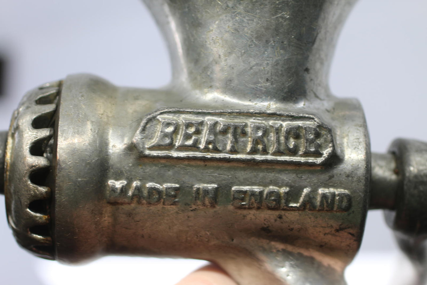 Vintage Harper “Beatrice” Manual Meat Grinder No. 381 England Metal Clamp Style