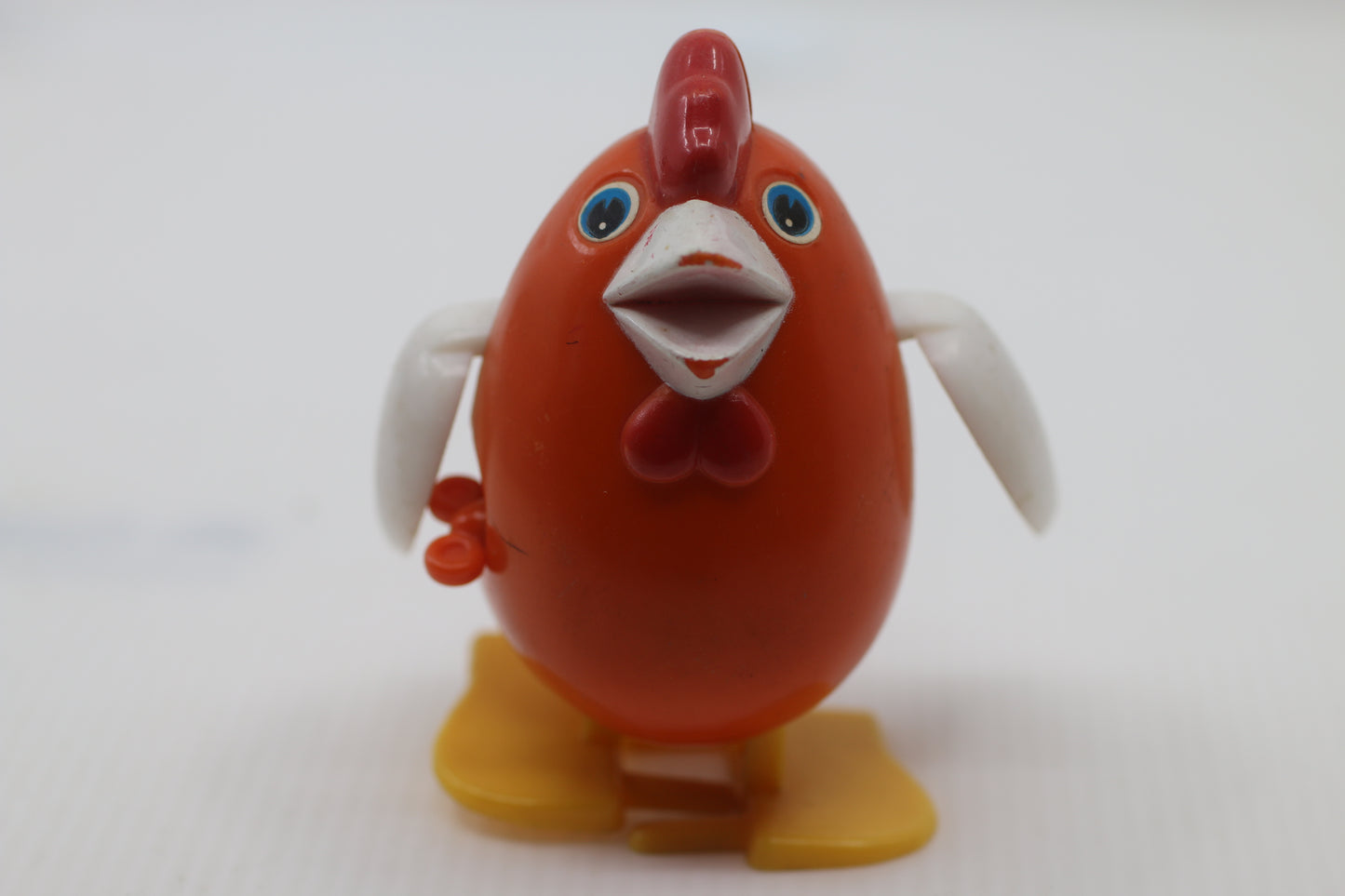Vintage Orange Wind-Up Chicken Walking & Wings Flapping Toy By KN Of Hong Kong